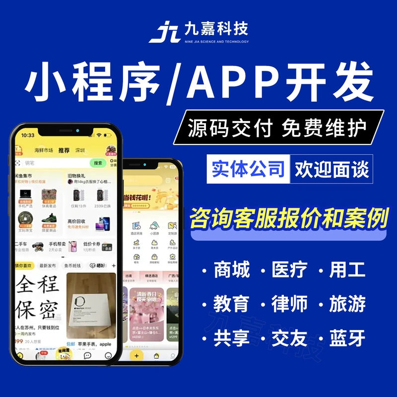 APP小程序开发定制教育医疗招聘商城家政交友物联网管理系统开发